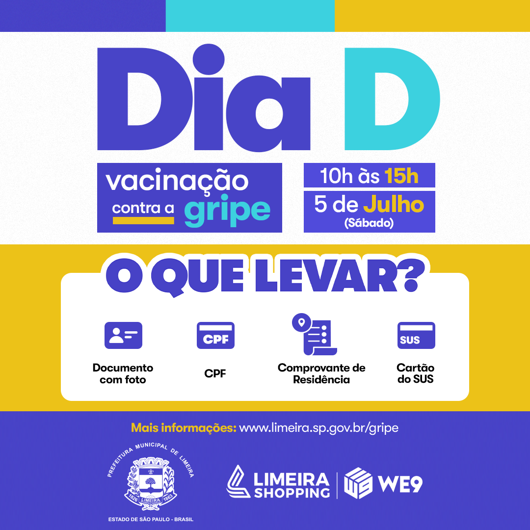 Limeira Shopping será ponto de vacinação contra a gripe neste sábado