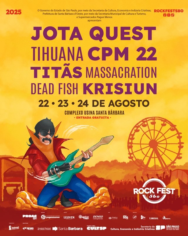 Santa Bárbara Rock Fest 2025 terá Jota Quest, CPM 22 e Titãs
