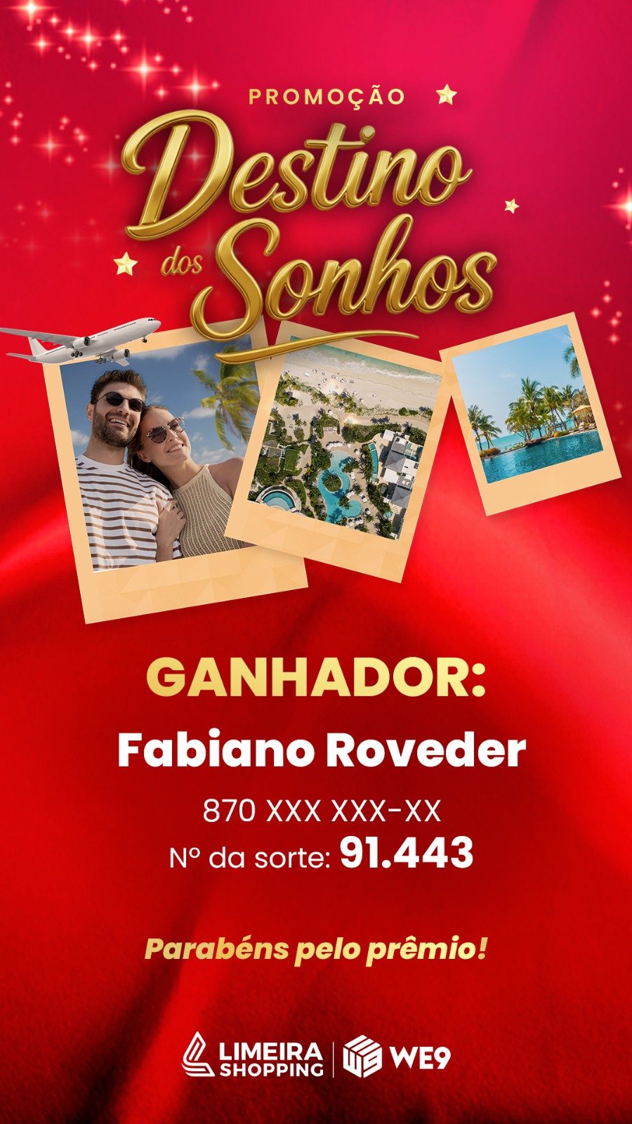 Limeira Shopping divulga ganhador de viagem na promoção “Destino dos Sonhos”