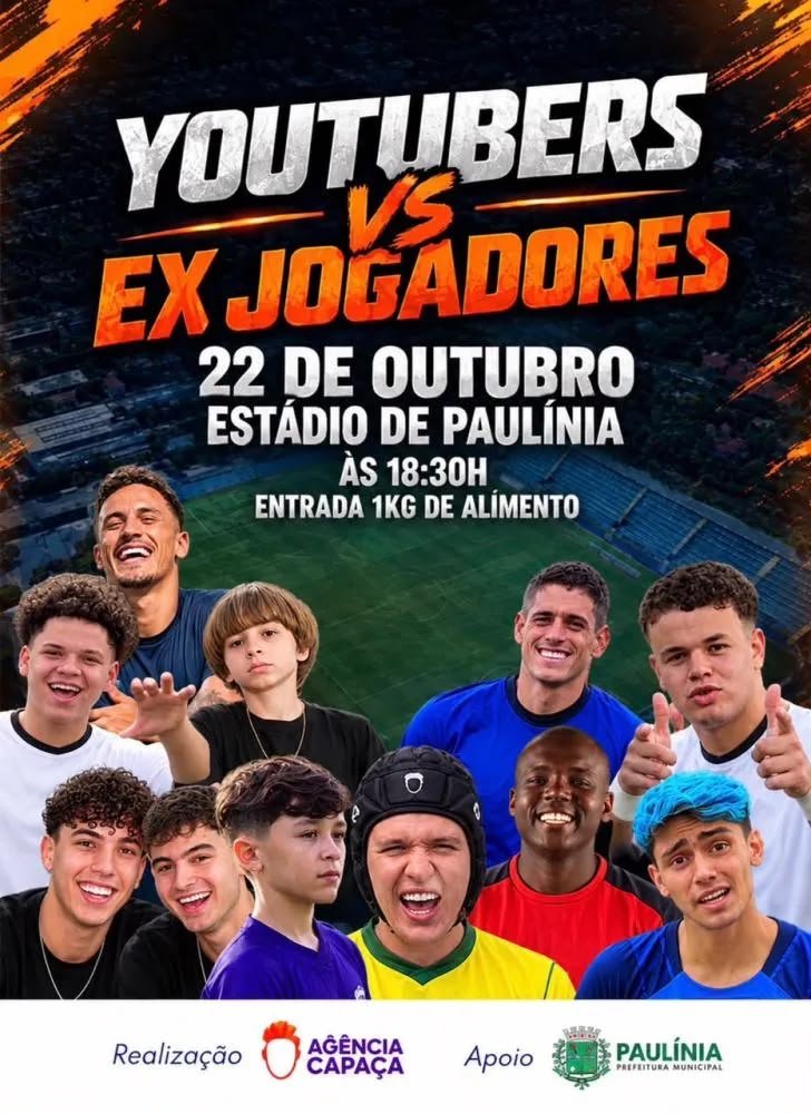 Paulínia recebe evento beneficente com ex-jogadores e YouTubers no Estádio Municipal